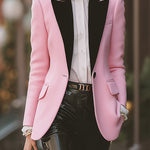 ElevenOra Stylish Vintage Contrast Wool-blend Peak-lapel Single-breasted Slim-fit Blazer