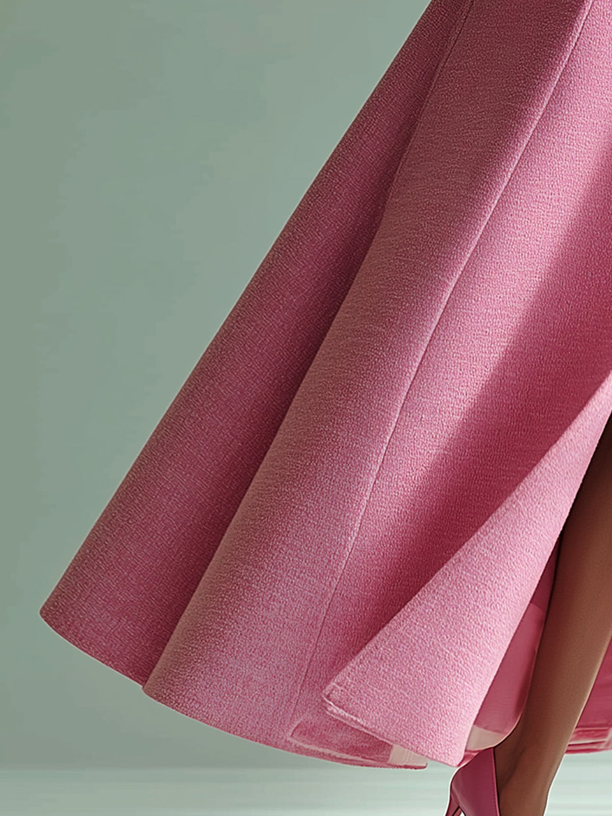 ElevenOra Vintage Pink Stand-up Collar Wool Blend Single-breasted Tailored Maxi Dress Coat