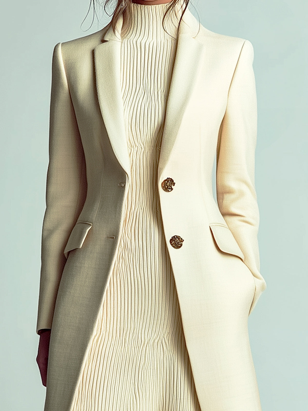 ElevenOra Vintage Elegant Wool Blend Notch Lapel Single-Breasted Tailored Mid-Length Coat