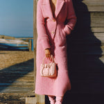 ElevenOra Stylish Elegant Pink Blazer Collar Single-breasted Slim-fit Long-sleeved Knit Maxi Dress