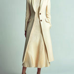 ElevenOra Vintage Elegant Wool Blend Notch Lapel Single-Breasted Tailored Mid-Length Coat