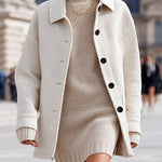 ElevenOra Casual Stylish Beige Wool Blend Lapel Single-breasted Jacket