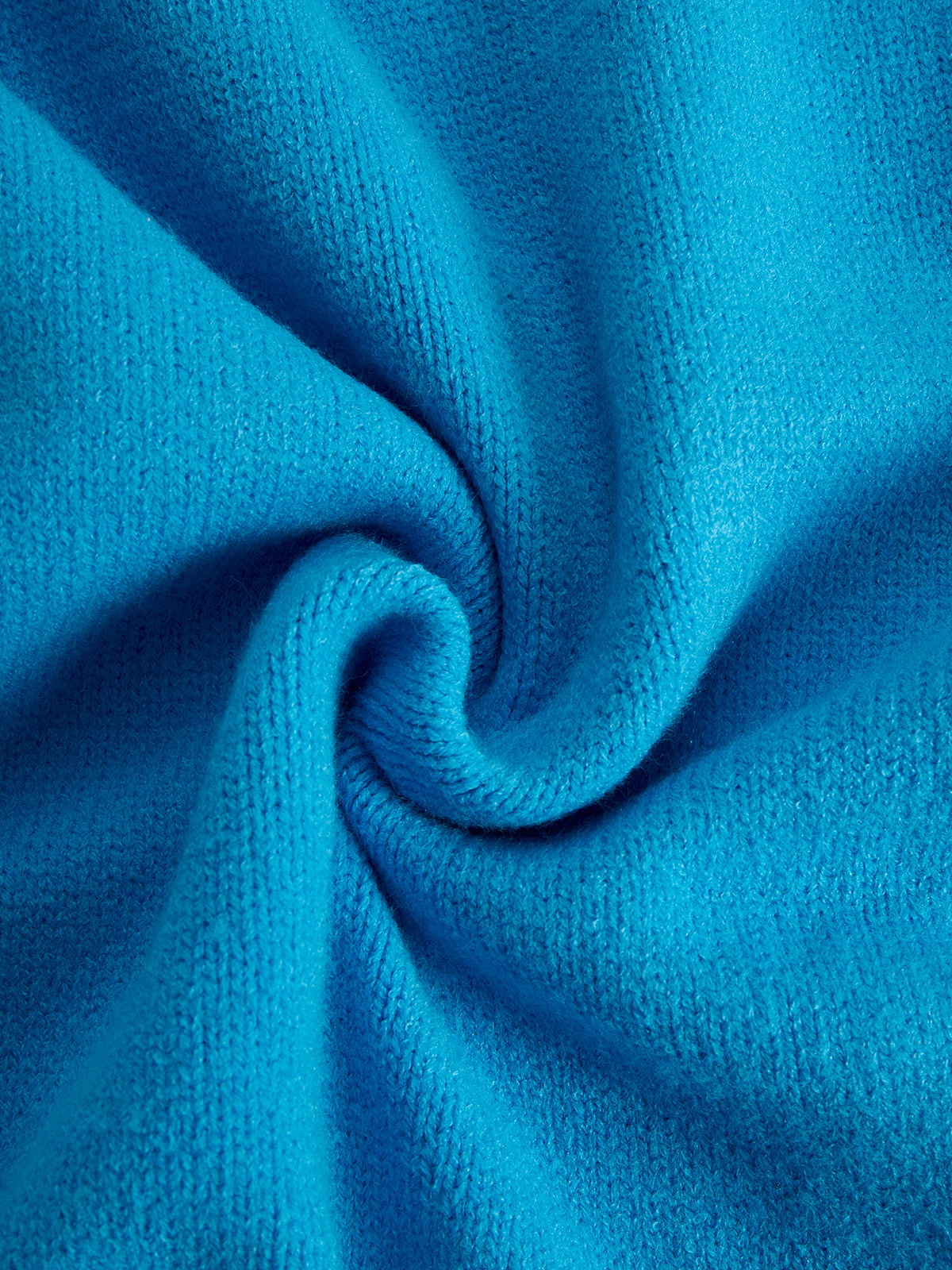 ElevenOra Chic Casual Blue Turtle Neck Oversized Long Sleeve Knit Midi Dress