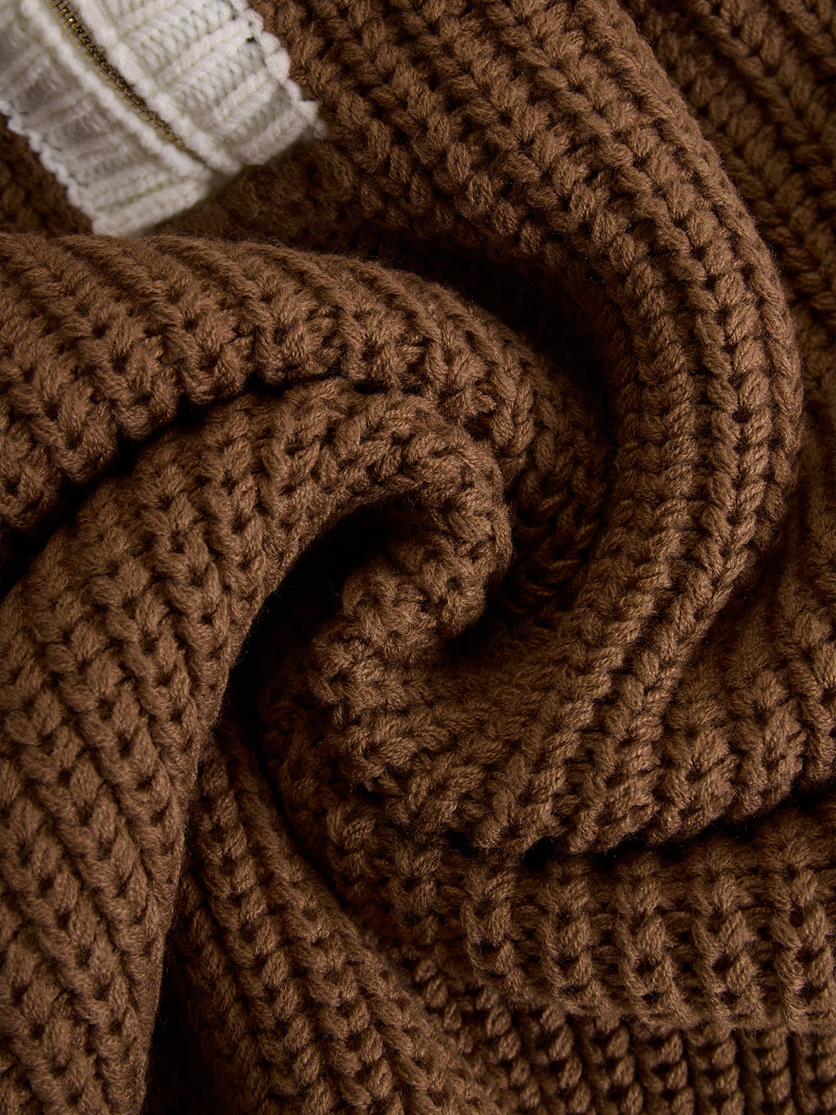 ElevenOra Chic Elegant Zip-Up Lapel Collar Oversized Long Sleeve Colorblock Knit Mini Dress