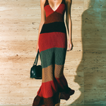 ElevenOra Chic Elegant Red Striped V-Neck Strappy Sleeveless Ribbed Knit Maxi Dress