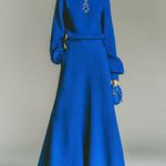 ElevenOra Chic Elegant Turtleneck Long-Sleeved Sweater Elastic Waist Maxi Skirt Knit Warm Two-Piece Set