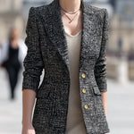 ElevenOra Chic Vintage Tweed Peak-lapel Single-breasted Slim-fit Blazer