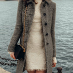 ElevenOra Vintage Tweed Peter Pan Collar Single-breasted Straight Mid-Length Coat