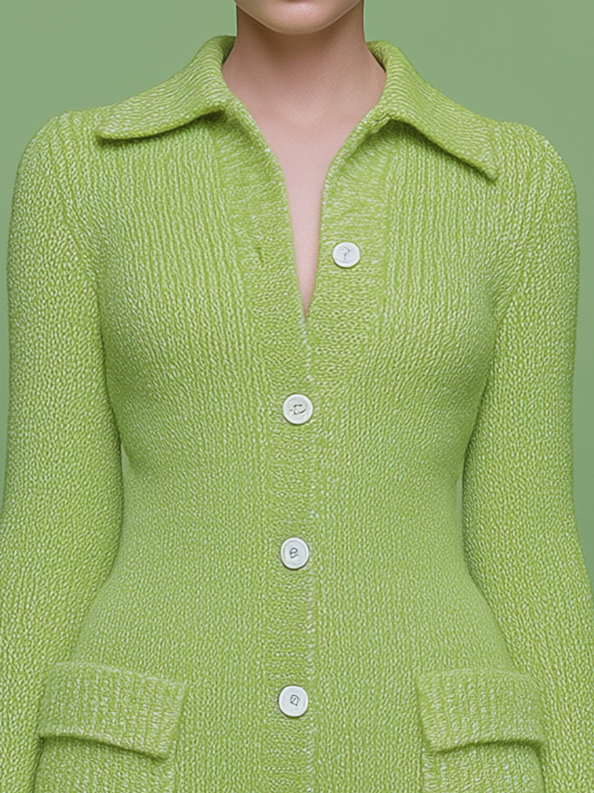 ElevenOra Stylish Solid Color Mohair Lapel Single-Breasted Slim Knit Mini Dress